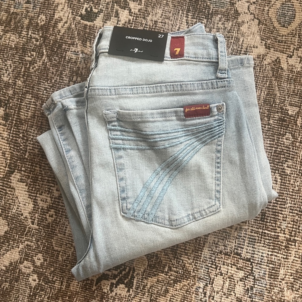 7 For All Mankind Light Blue Cropped Dojo Jeans